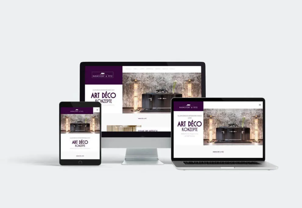 Webseite von Art Déco HARMSTORF & PETZ für Einrichtungskonzepte