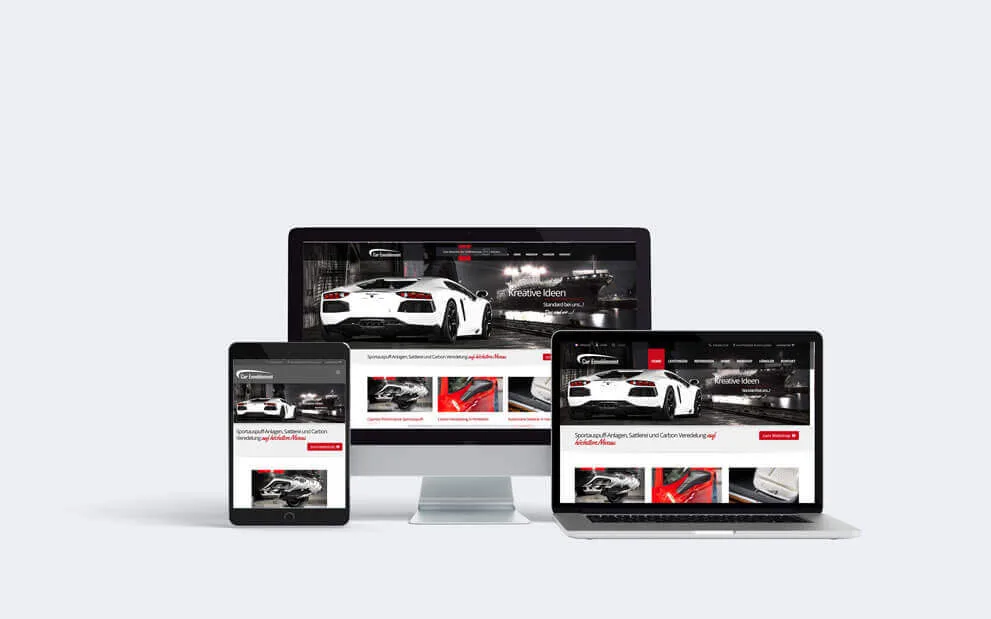 Online-Shop von Car Ennoblement für Sportauspuffanlagen und Carbon-Veredelung