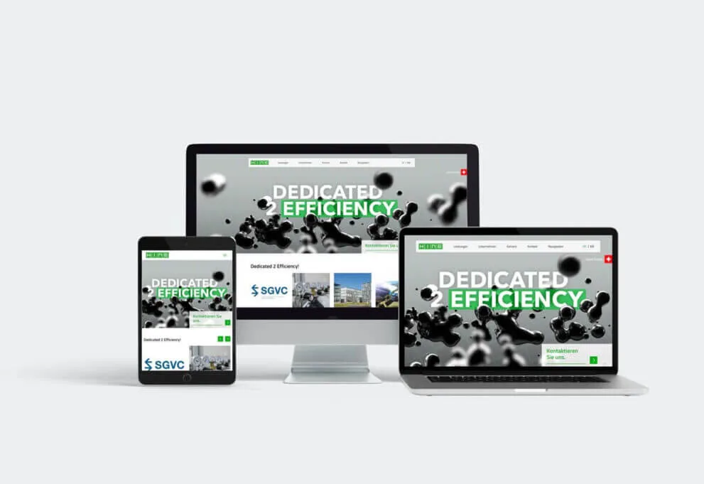 Webseite der HINE AG, Technologie- und Engineering-Unternehmen