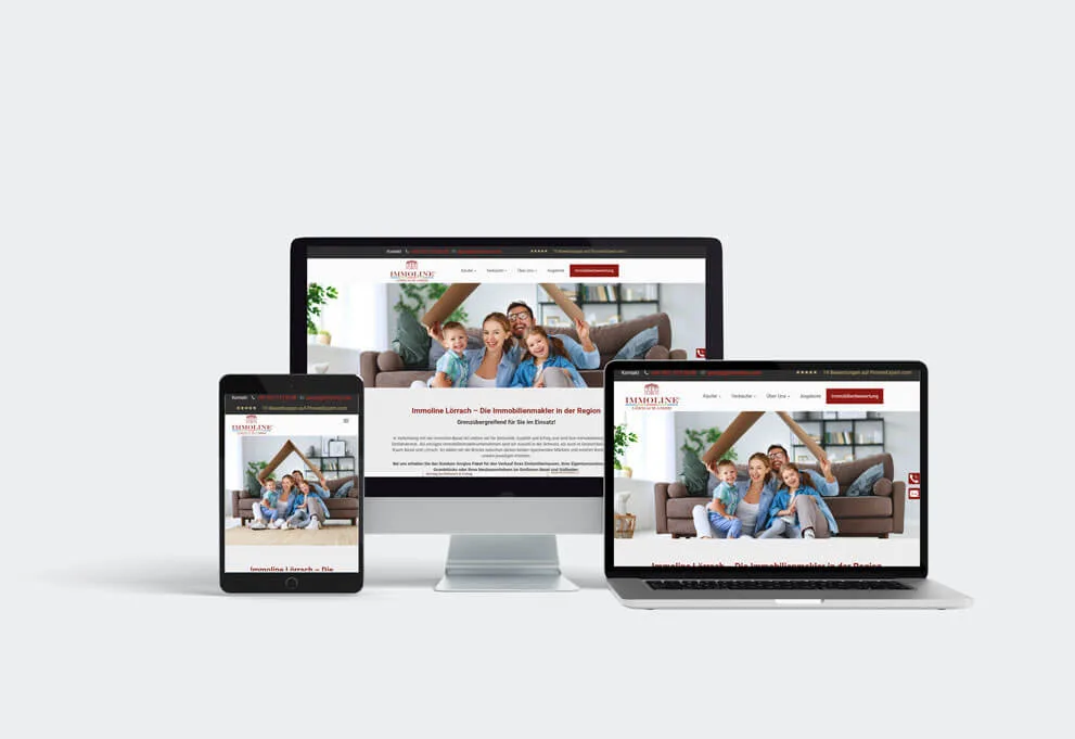Webseite von IMMOLINE Lörrach, Immobilienmaklerin Jessica Gempp
