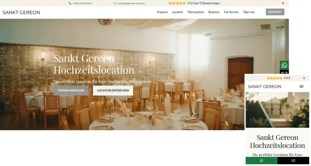 Mit dem Southvision Starter gebaute Website auf Desktop und Smartphone